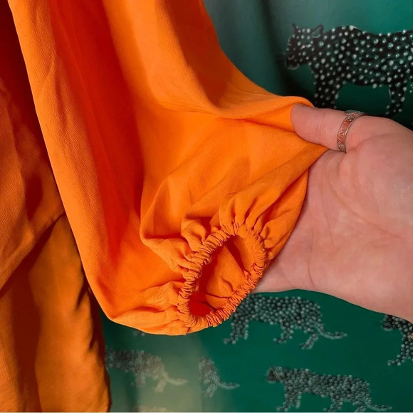 NWT Superdown Orange Selene Wrap Dress V-Neck Long Sleeves Front Tie Size XS - Picture 4 of 10